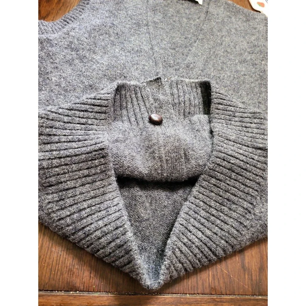 Vintage 70s 80s The Moors Lord Jeff Gray Shetland Wool Cardigan Sweater Vest...